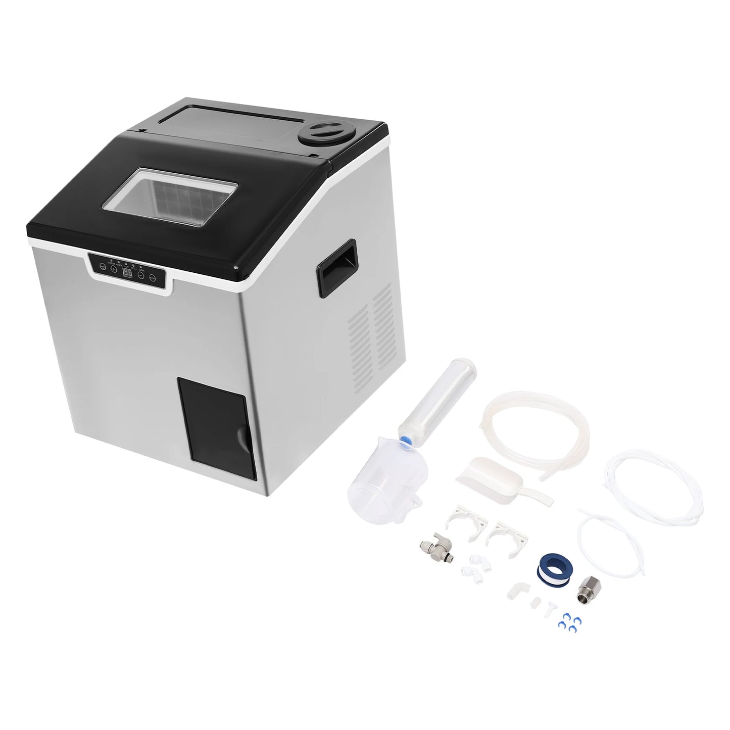 2-in-1 Eiswürfel- und Crushed-Ice-Maschine, luftgekühlt, automatische Reinigung, LCD-Display, 150–180 W