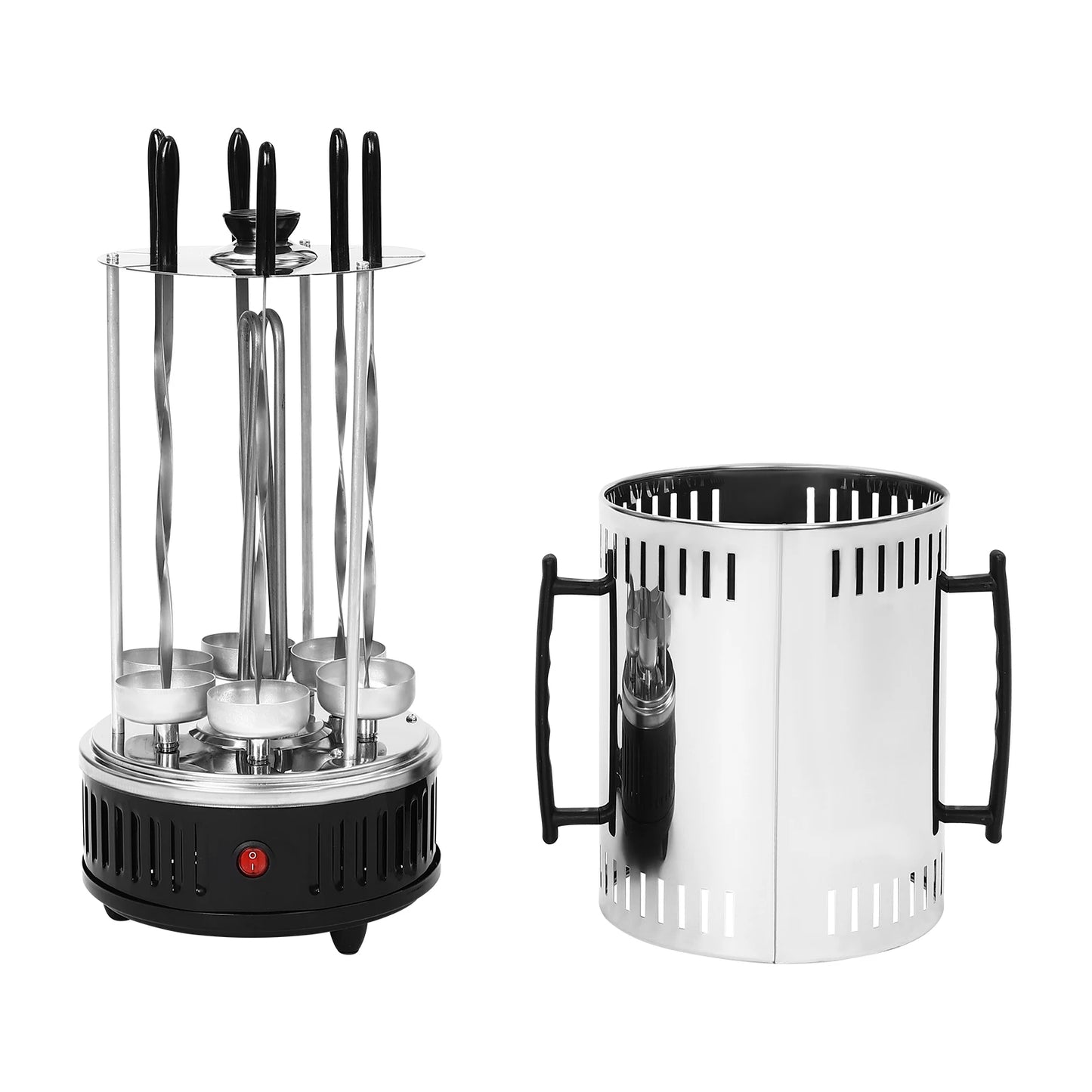 Vertikaler Elektrogrill mit Drehspieß, 1000 W, 5/6 Spieße, rauchfrei, automatische Rotation