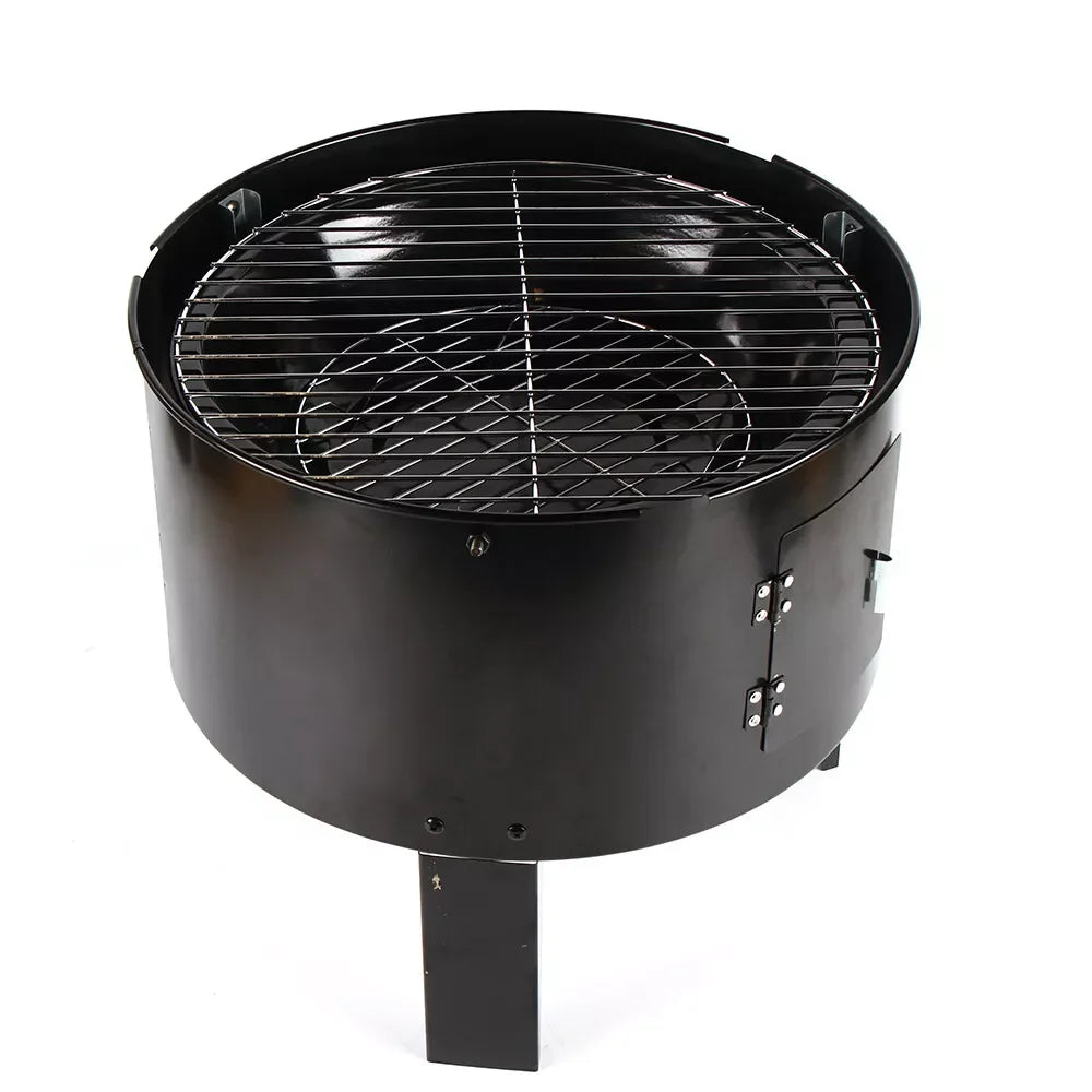 3-in-1 Multifunktions-Räuchergrill aus Eisen, Holzkohlegrill, abnehmbarer Grillofen, 2 Schichten, 40 cm Durchmesser