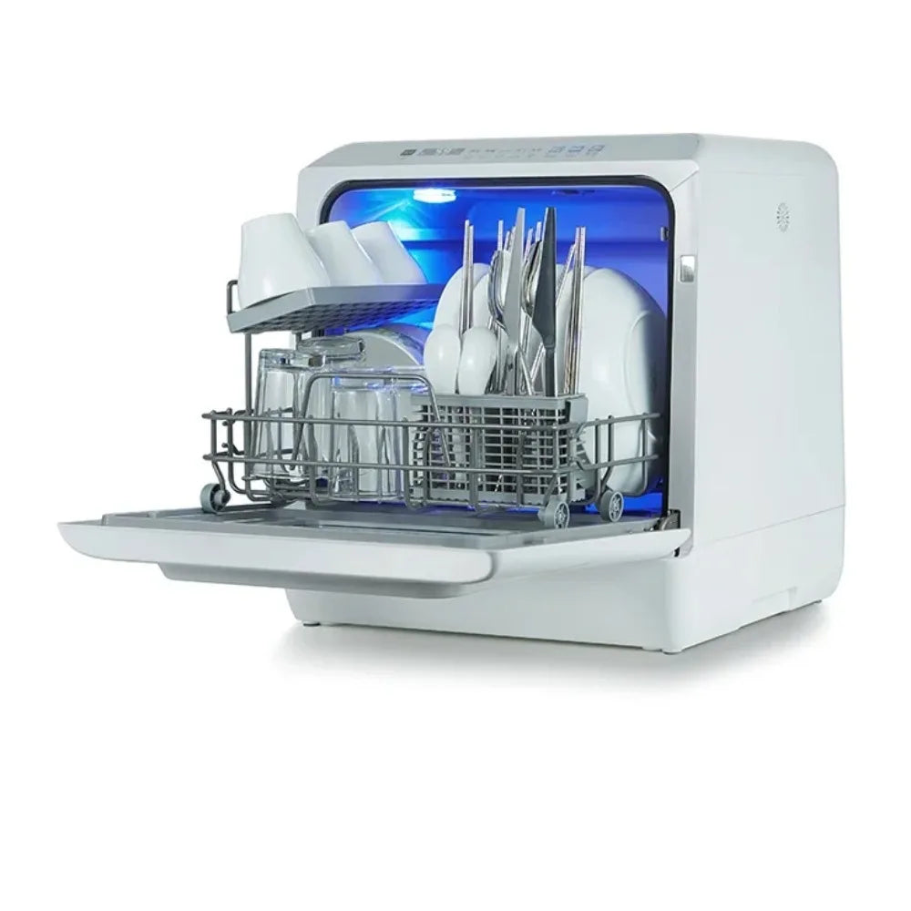 Kompakte Tischgeschirrspülmaschine mit Touch-Steuerung, LED-Display und automatischer Reinigungsfunktion
