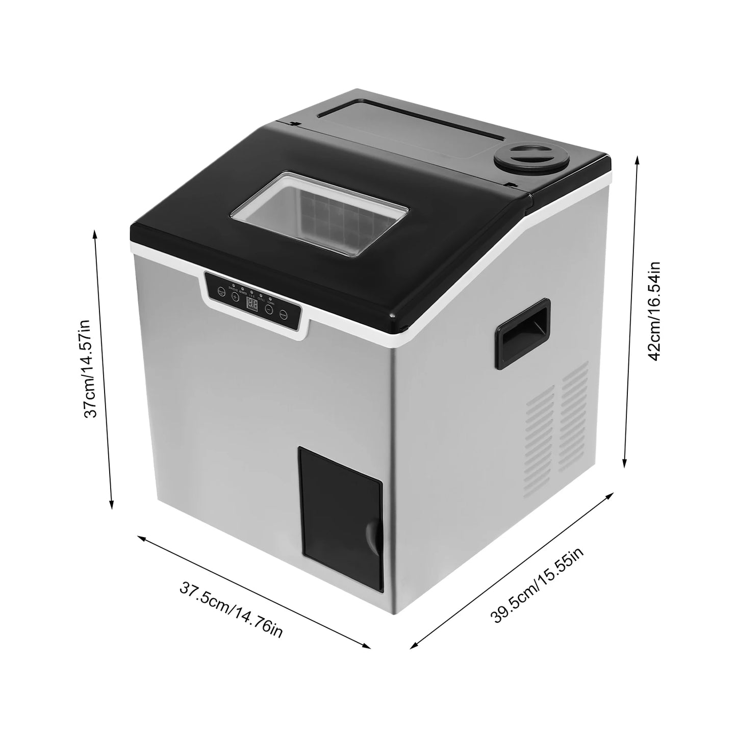 2-in-1 Eiswürfel- und Crushed-Ice-Maschine, luftgekühlt, automatische Reinigung, LCD-Display, 150–180 W