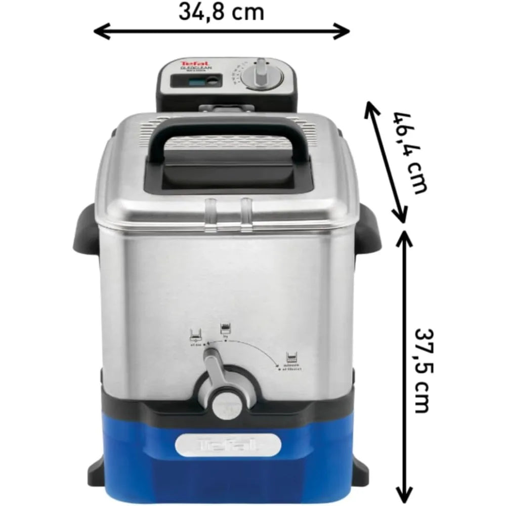 Halbprofessionelle Fritteuse 3,5 L, 2300 W, automatische Ölfiltration, digitale Zeitschaltuhr, Edelstahl