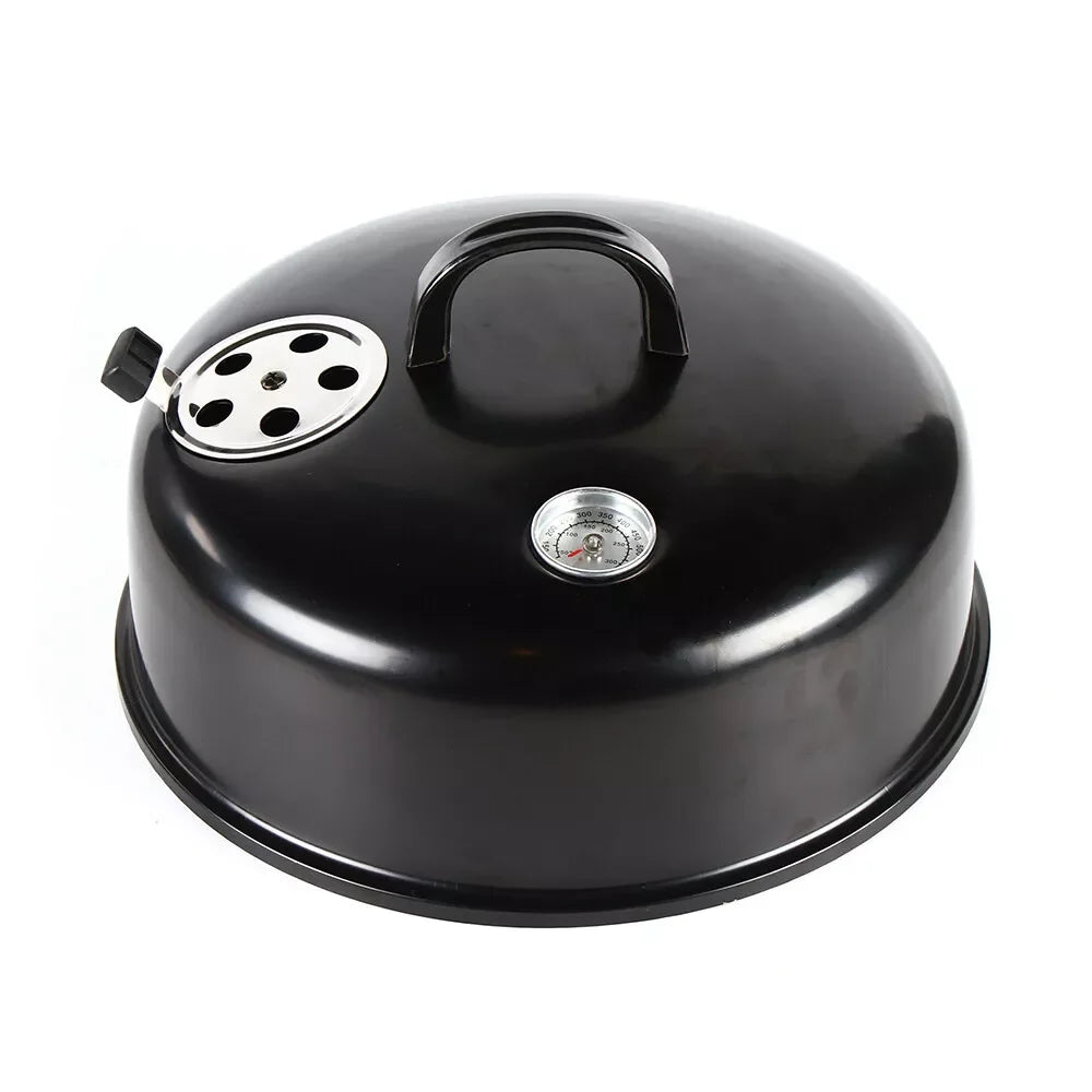 3-in-1 Multifunktions-Räuchergrill aus Eisen, Holzkohlegrill, abnehmbarer Grillofen, 2 Schichten, 40 cm Durchmesser