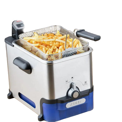 Halbprofessionelle Fritteuse 3,5 L, 2300 W, automatische Ölfiltration, digitale Zeitschaltuhr, Edelstahl