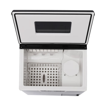 2-in-1 Eiswürfel- und Crushed-Ice-Maschine, luftgekühlt, automatische Reinigung, LCD-Display, 150–180 W