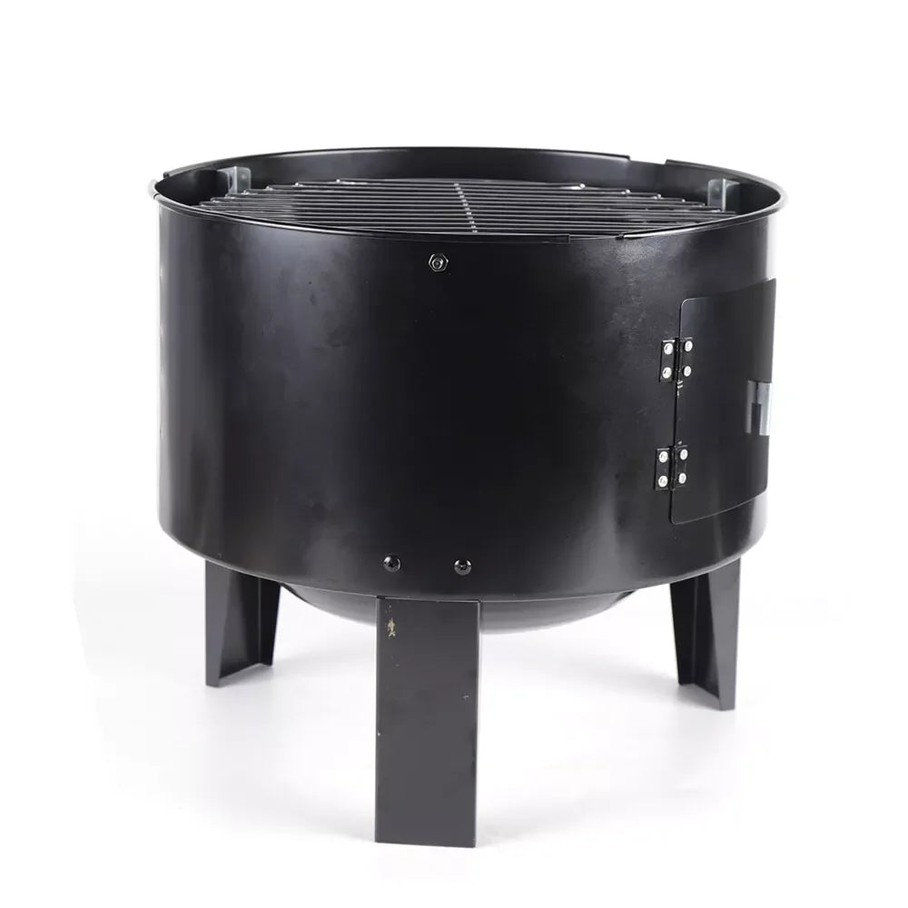 3-in-1 Multifunktions-Räuchergrill aus Eisen, Holzkohlegrill, abnehmbarer Grillofen, 2 Schichten, 40 cm Durchmesser